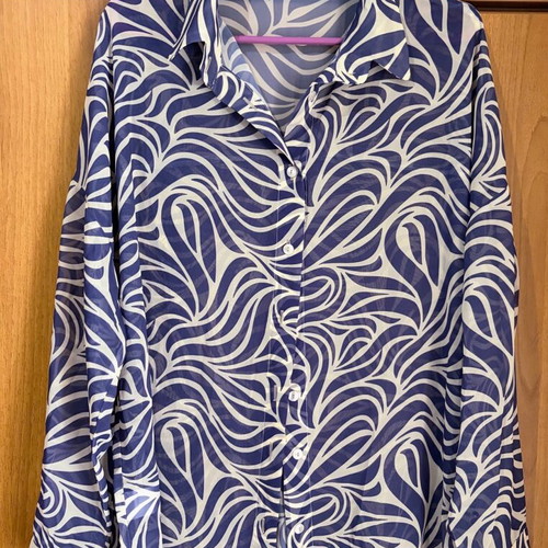New Age semi-transparent shirt like new, size S/M, beige and purple