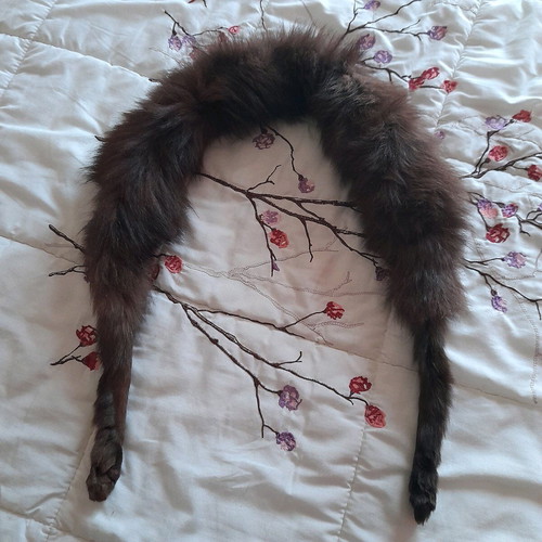 Fox fur collar like new, brown, 125cm length