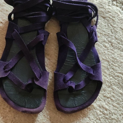 Summer sandals used, purple, gladiator tie, size 38, leather