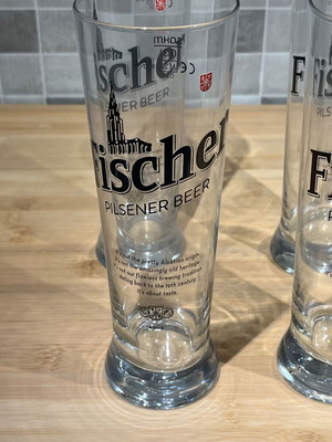 Fisher 300ml beer glasses new, set of 6