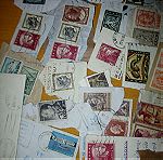  Λοτ 70 ελληνικά γραμματόσημα αποκομμένα απο ταχυδρομημενους φακελους