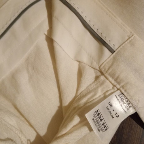 Marks & Spencer white high-waist pants new, linen viscose blend, UK 12