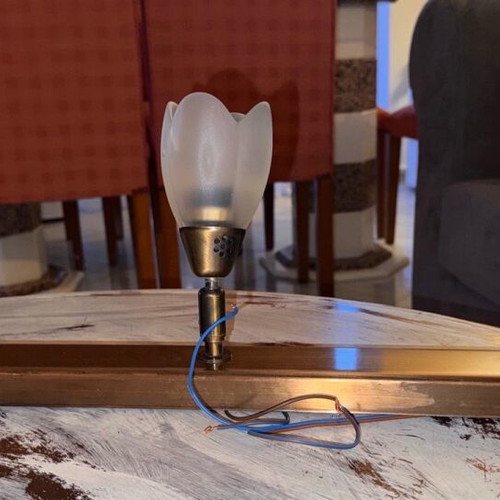 Wall light with 3 spotlights, bronze metal and glass