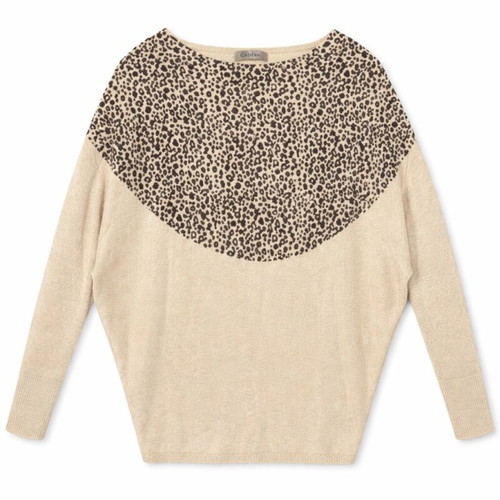 Caitlyn women's sweater used, beige with leopard print
