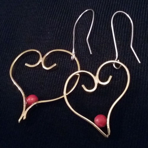 Jasmine silver 925 earrings with copper and coral, handmade