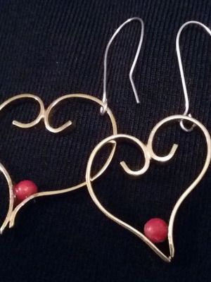 Jasmine silver 925 earrings with copper and coral, handmade