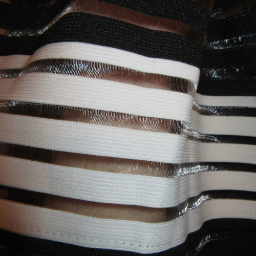 De Deo mini skirt black and white striped party semi-transparent new