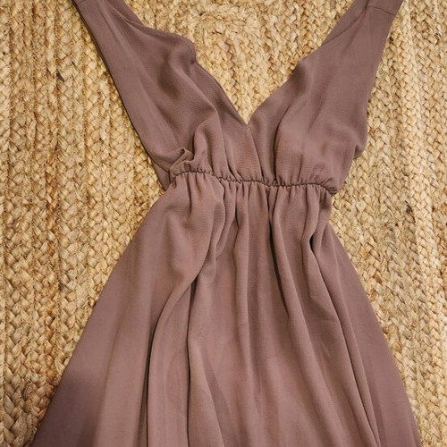 Airy dress like new, beige, open neckline, size S