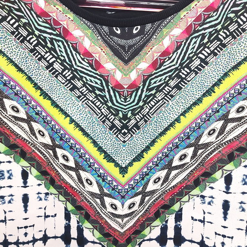 Crop top with colorful tribal patterns, size S, like new