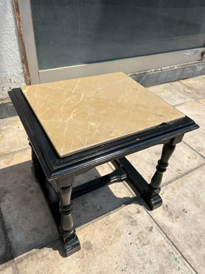 Small wooden square coffee table with marble base like new