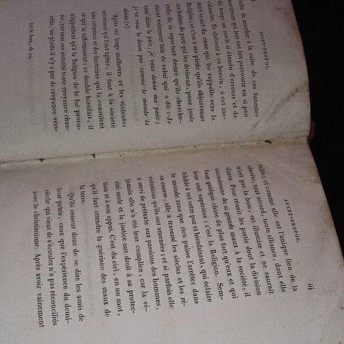 Old French book philosophy Christianity used, leather-bound