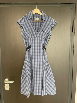 Karen Millen dress Small, like new, blue plaid cotton