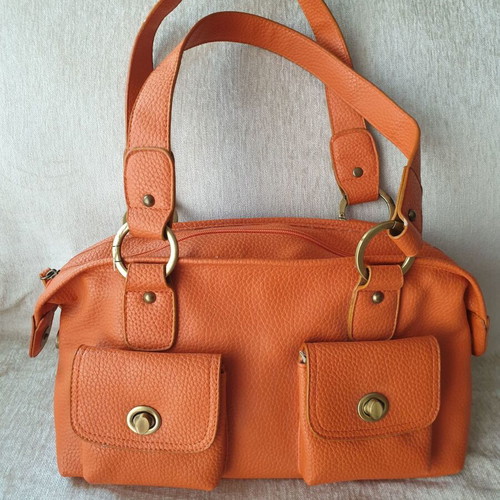 Orange shoulder bag new synthetic leather