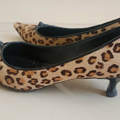 Zara leopard print leather kitten heels vintage Y2K 2005 used