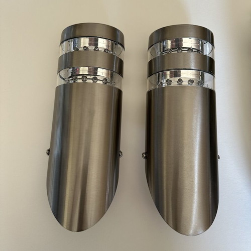 Set of 2 Stainless Steel LED Outdoor Wall Lights new