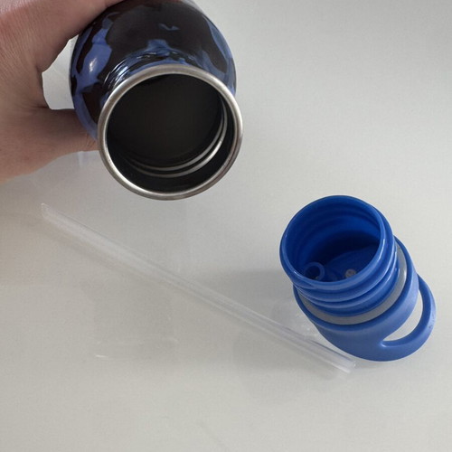 Kids Water Bottle Shark Design with Straw Blue Camouflage new