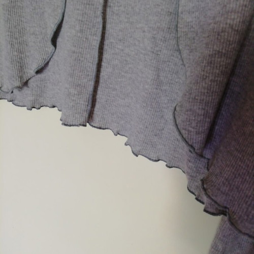 Elegance bolero crop tops, cotton ribbed, white and grey, size L