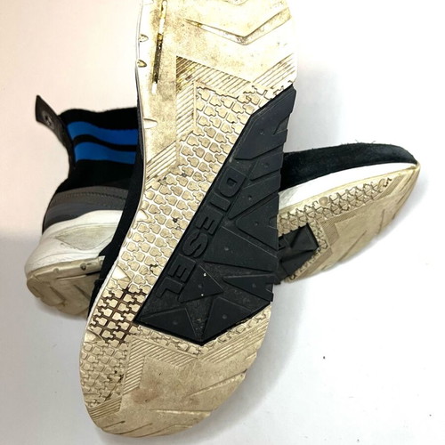 Diesel black sock athletic shoes used, size 42, black-blue