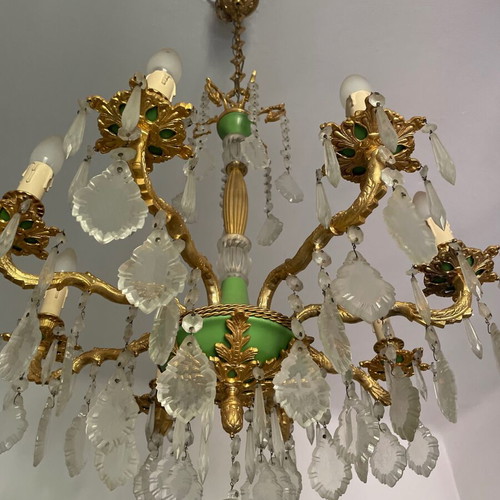 Vintage six-light ceiling chandelier classic baroque style 1950