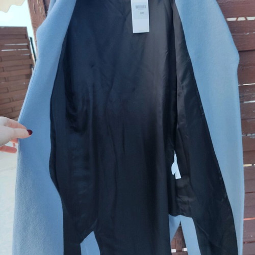 Zara wool coat 100% blue new with belt size S
