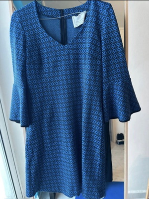 Blue dress with black geometric pattern size M like new