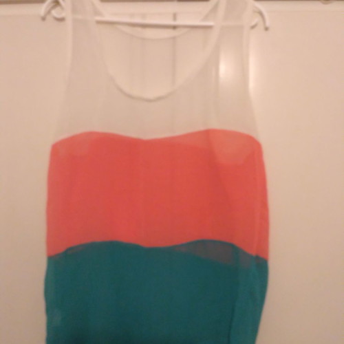 Transparent tricolor sleeveless blouse used, 100% Polyrese