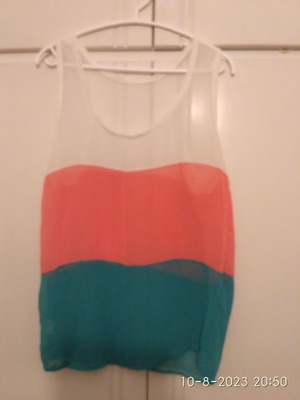 Transparent tricolor sleeveless blouse used, 100% Polyrese