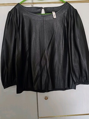 Mango faux leather blouse used, black, size M-L