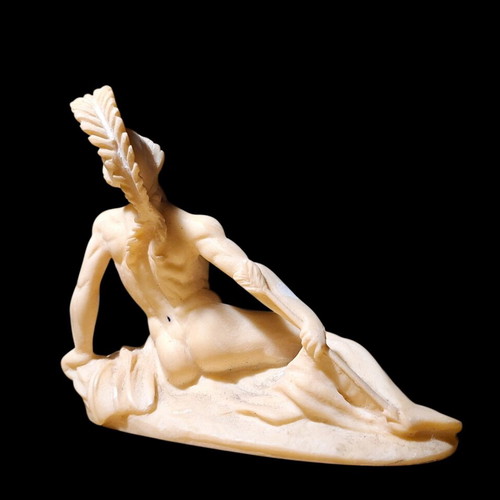 Achilles alabaster and marble powder miniature statue, like new