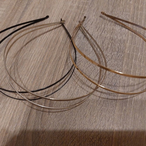 Set of 3 double metal hairbands in black, silver, and gold