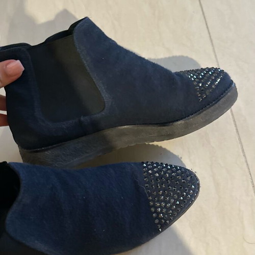 Shoes with glitter used, blue, size 38