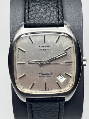 Longines Conquest Automatic watch used with black leather strap