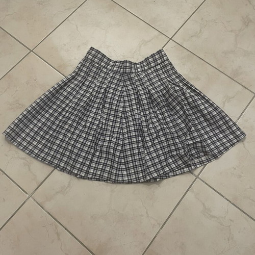 Plaid mini skirt like new, Bershka, black and lilac