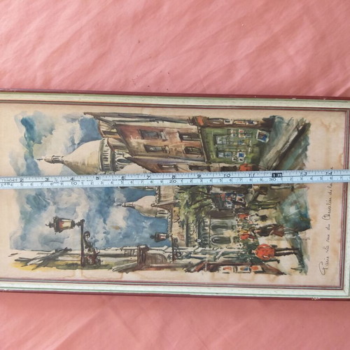 Deco frame old from France with Arno watercolor print used