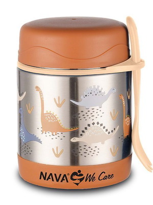 We Care insulated kids food container 350ml Nava brown new