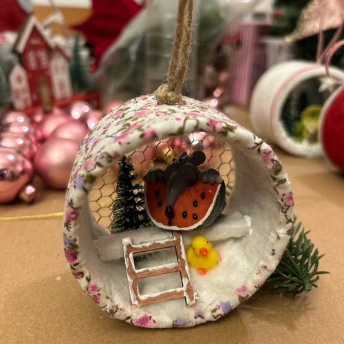 Handmade Christmas ornament new, 8 cm diameter