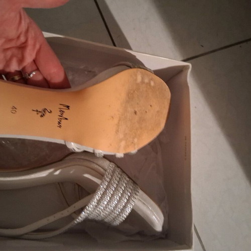 Menbur bridal sandals like new, white and silver, size 40