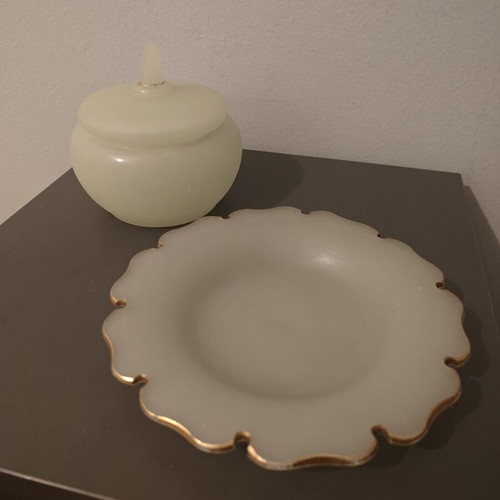 Vintage plate and bowl used with gold details