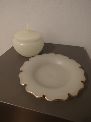 Vintage plate and bowl used with gold details