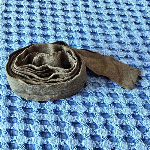 Khaki satin-look fabric belt, adjustable