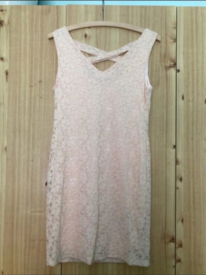 Mini dress used with lace, size L/XL, pink
