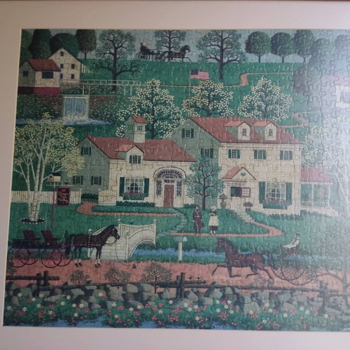 Puzzle framed picture used, size 65x57