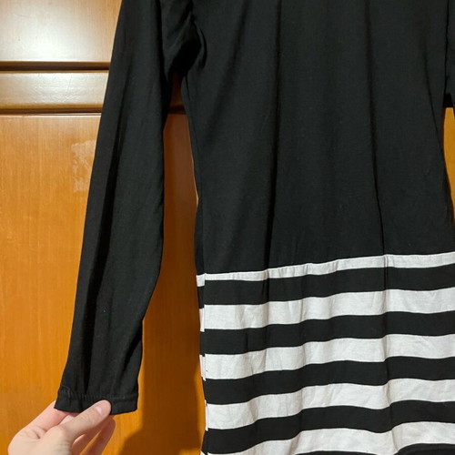 Black and white striped blouse dress size S like new