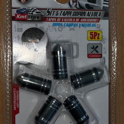 Tire valve caps black rocket style pack of 5 new