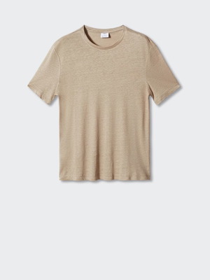 T-shirt μπλούζα slim fit 100% λινό μπεζ μέγεθος XL καινούργιο