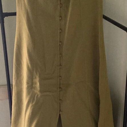 Zara sleeveless maxi dress linen viscose, khaki green, size S