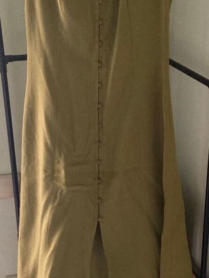 Zara sleeveless maxi dress linen viscose, khaki green, size S