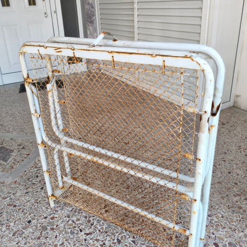 Folding metal single bed frame without mattress