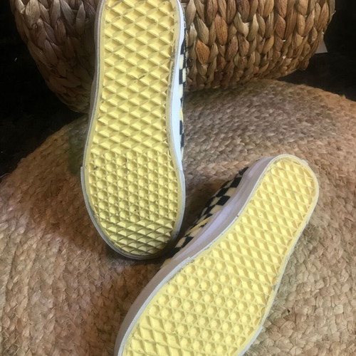 Vans Classic Slip-On Furry Checkerboard Sunshine Black sneakers size 38.5