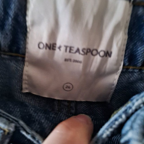 One Teaspoon denim pants like new, size 26, blue with pink